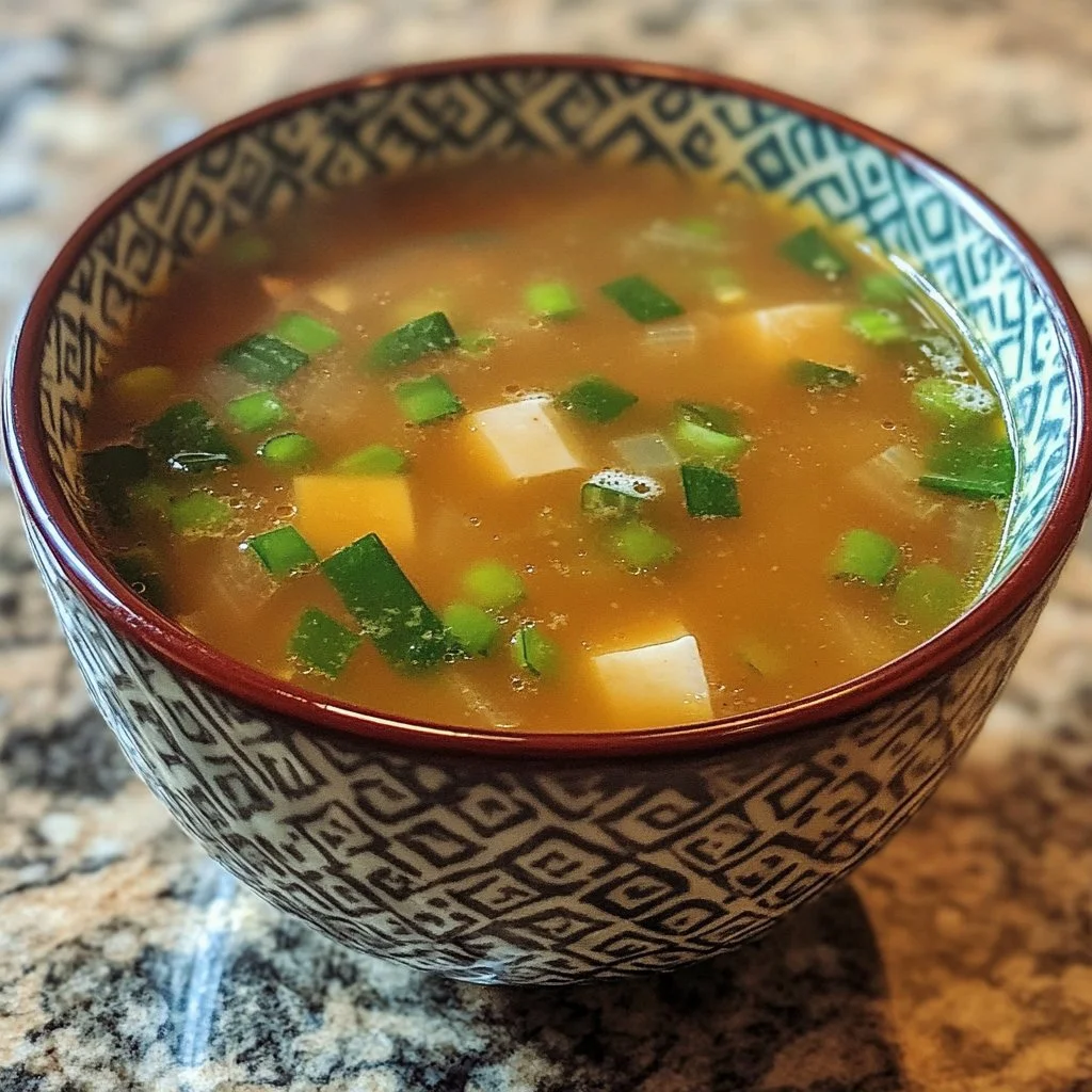 Soupe miso facile et sans gluten servie dans un bol