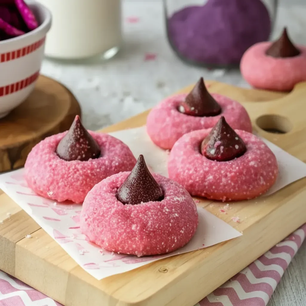 Biscuits de fraise aux bisous de fraise sur une assiette