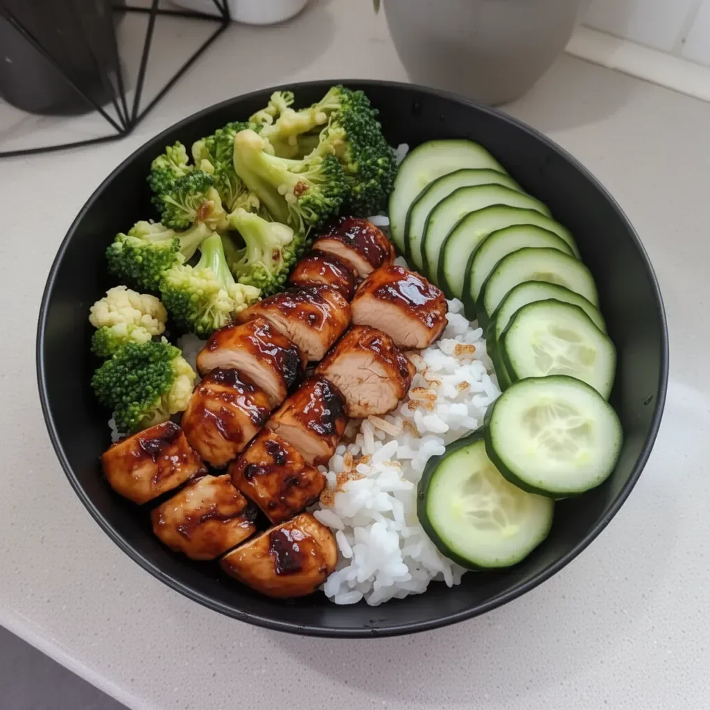 Bol de poulet teriyaki délicieux et facile à préparer.