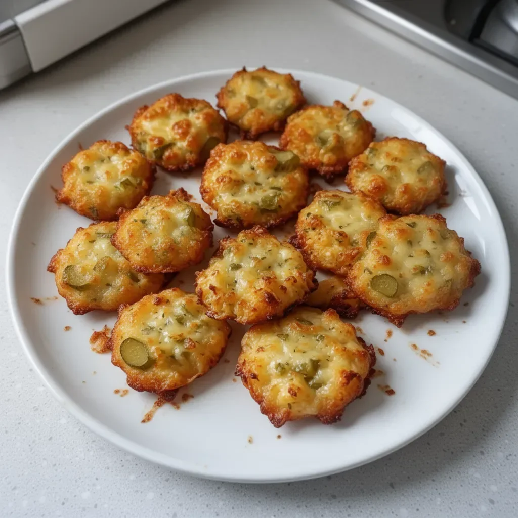 Bouchées croustillantes au fromage garnies de cornichons