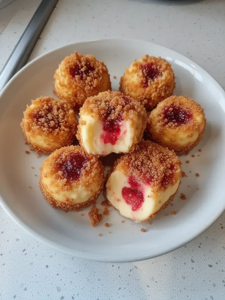 Bouchées de cheesecake aux fraises croustillantes