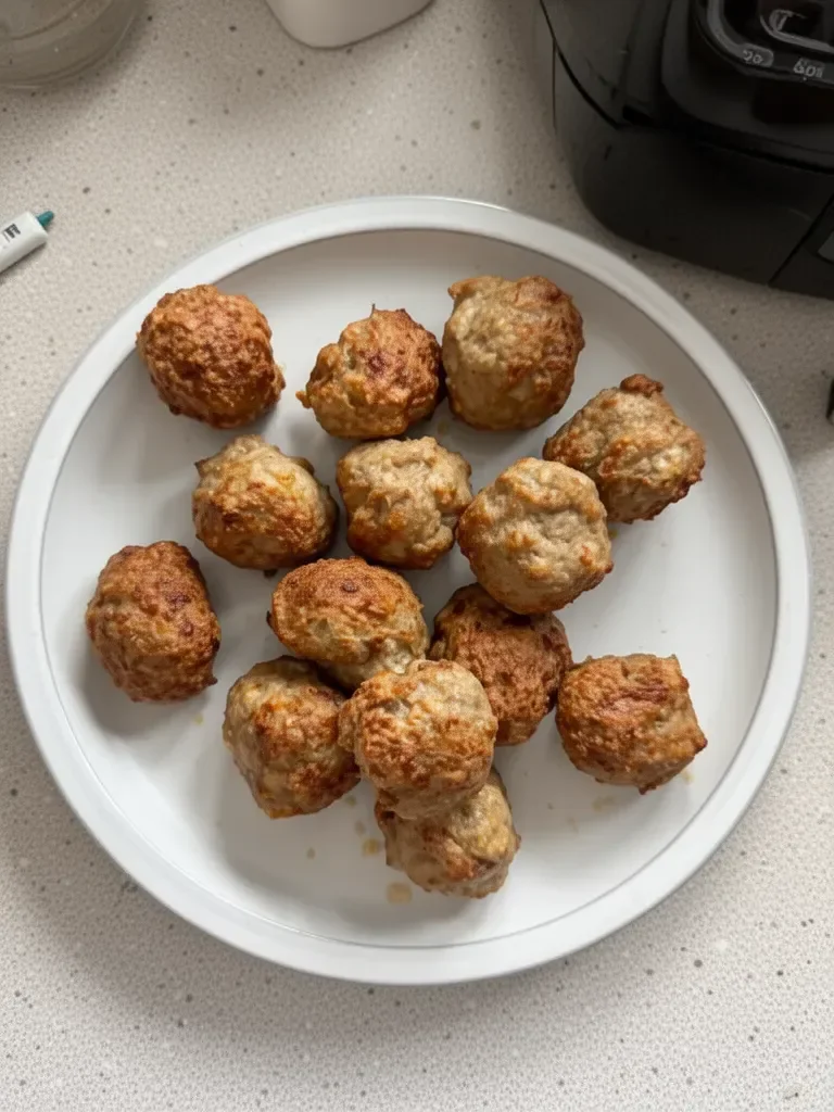 Boulettes de viande de dinde croustillantes préparées à la friteuse à air.