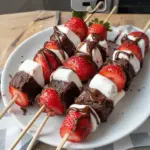Brochettes de Brownies aux Fraises Sucrées pour un Amusement Festif Sans Effort