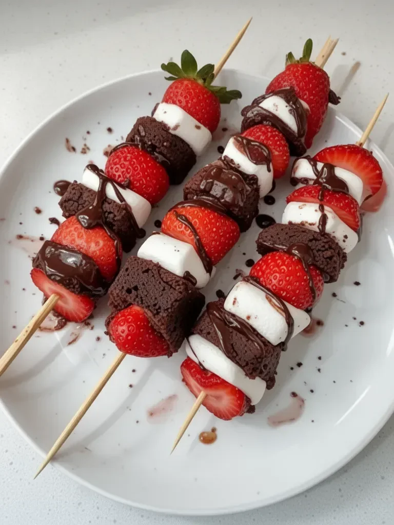 Brochettes de Brownies aux Fraises Sucrées pour un Amusement Festif Sans Effort