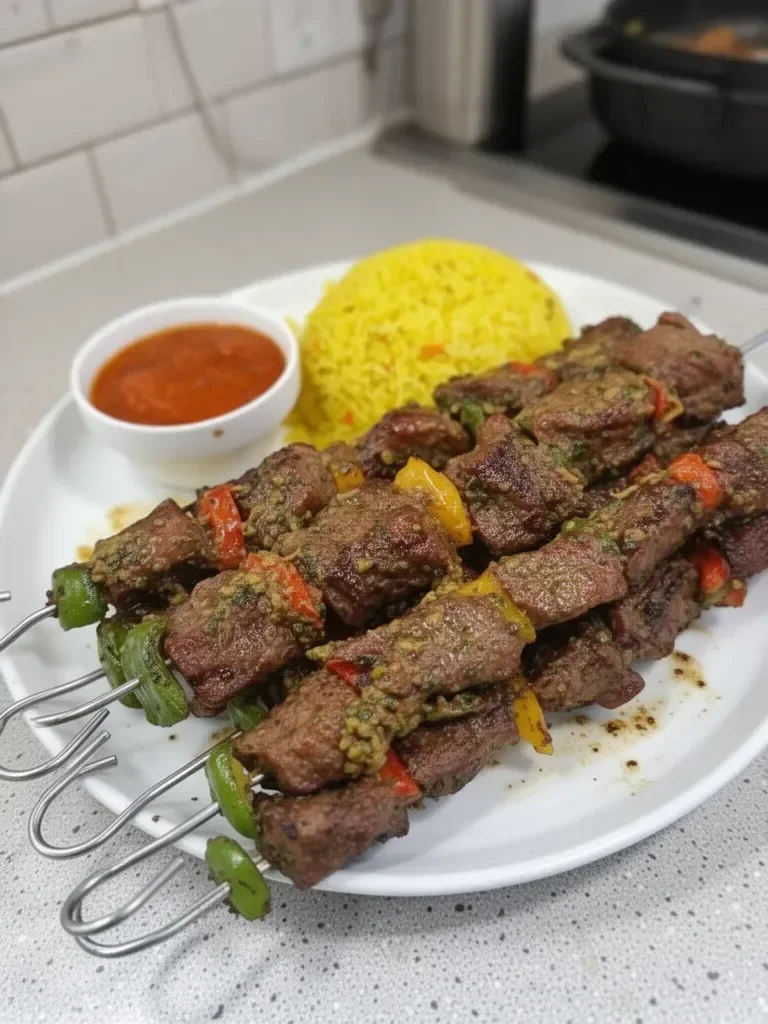 Brochettes de mouton et riz jaune : recette parfumée