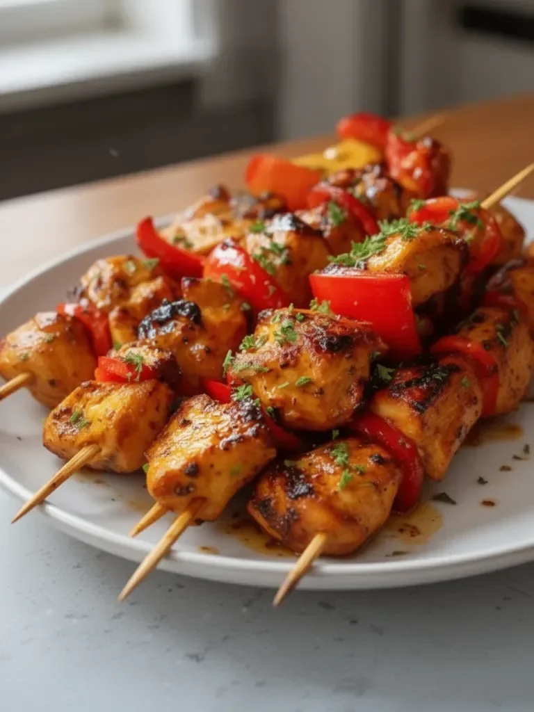 Brochettes de poulet marinées