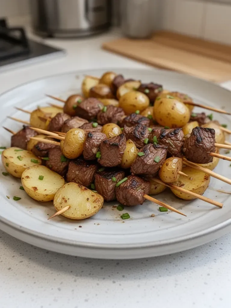 Brochettes de Steak et Pommes de Terre Grillées