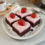 Brownies en forme de cœur avec glaçage à la fraise