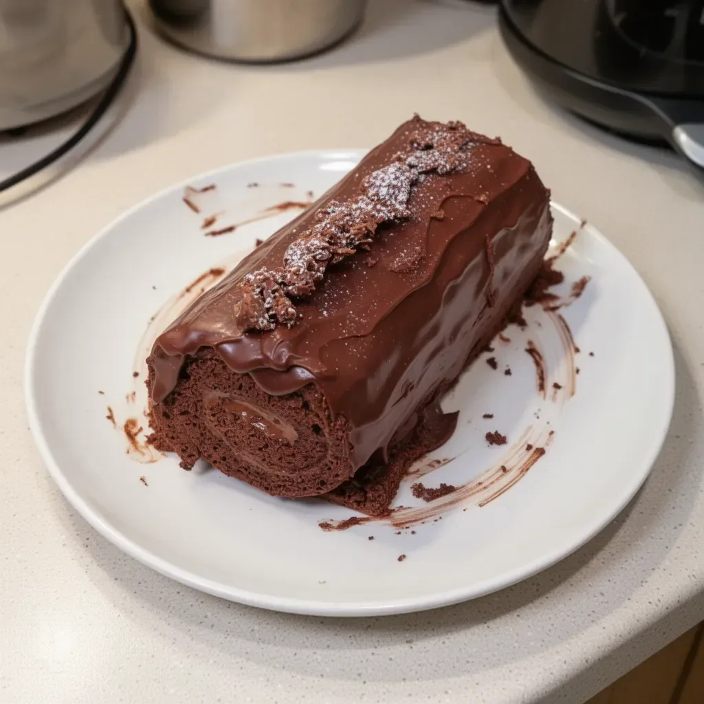 Bûche de Noël au chocolat décorée pour les fêtes