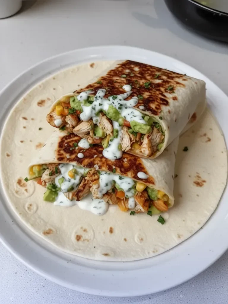 Burritos au poulet, à l'avocat et à la sauce ranch