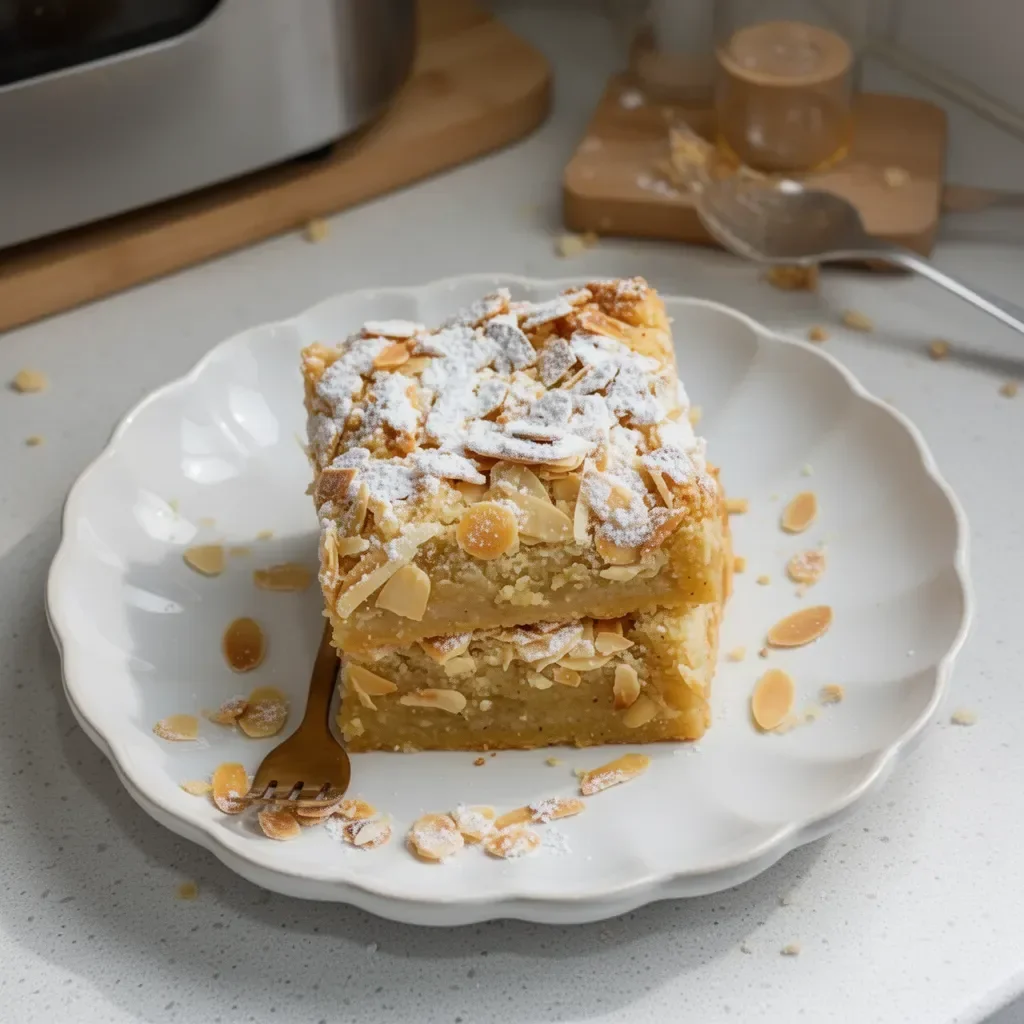 Carrés crumble aux amandes moelleux et appétissants sur un plat