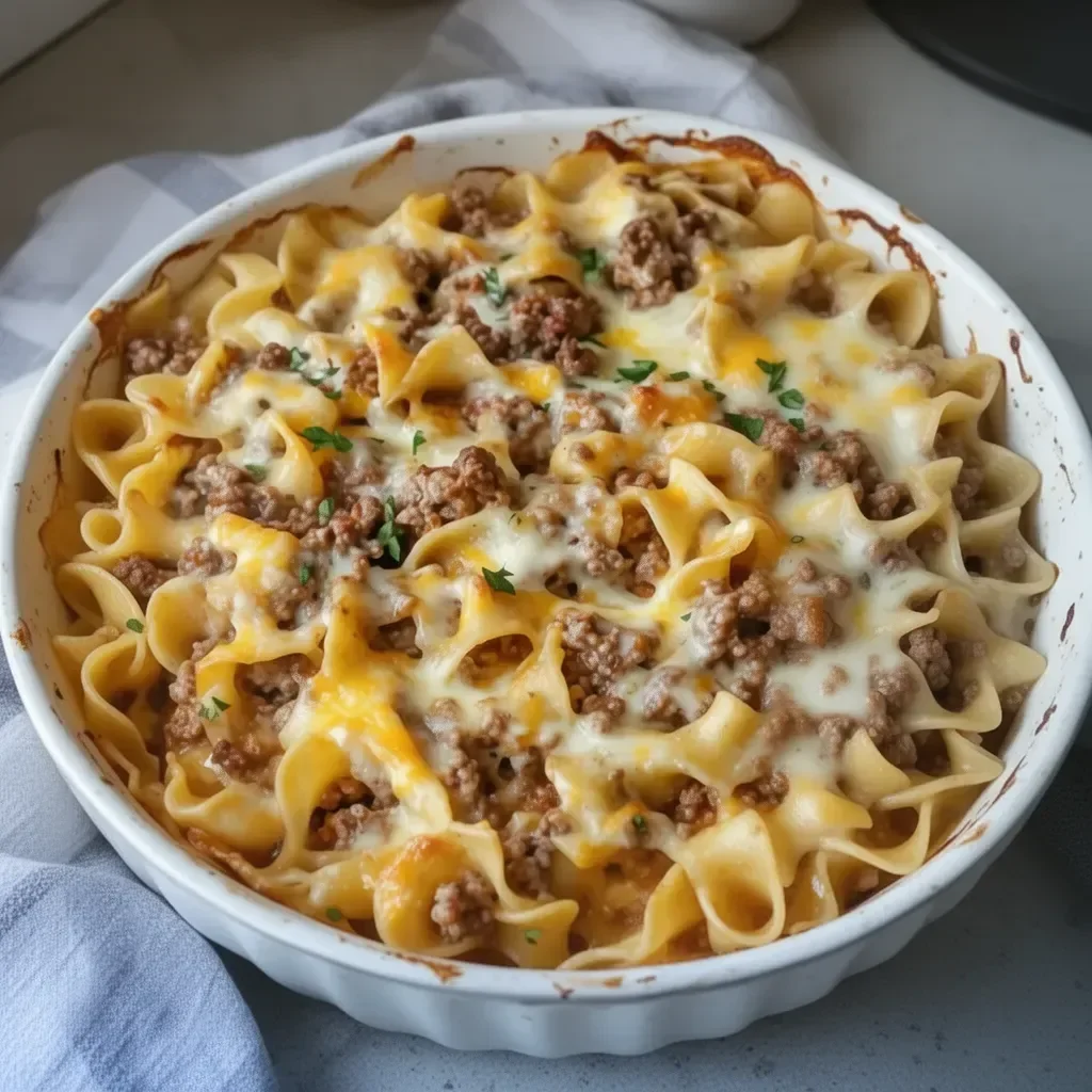 Casserole de nouilles au bœuf et à la crème aigre, un plat savoureux