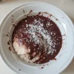 Cold coconut and chocolate porridge Bounty style