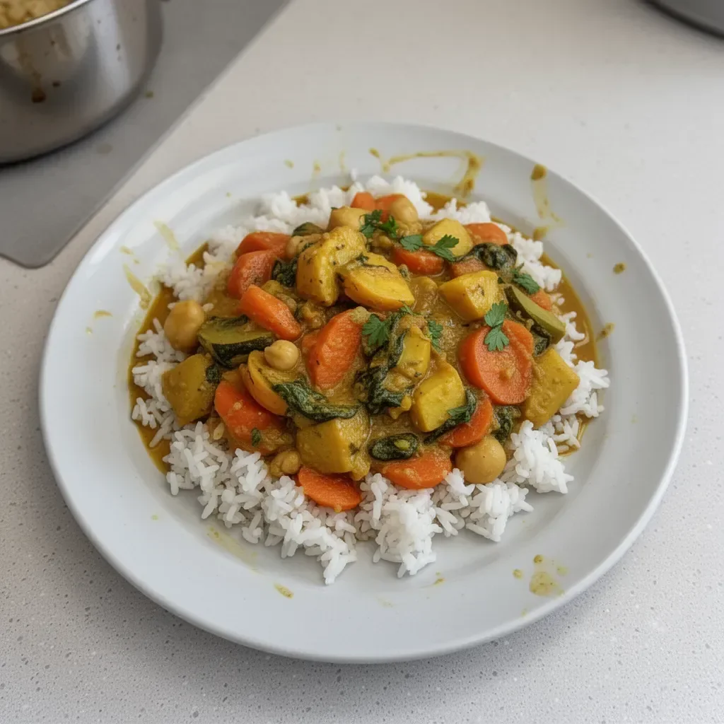 Plat de curry de légumes coloré et appétissant dans un bol