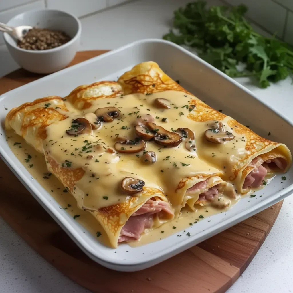 Ficelle Picarde servie avec garniture, spécialité de la cuisine française