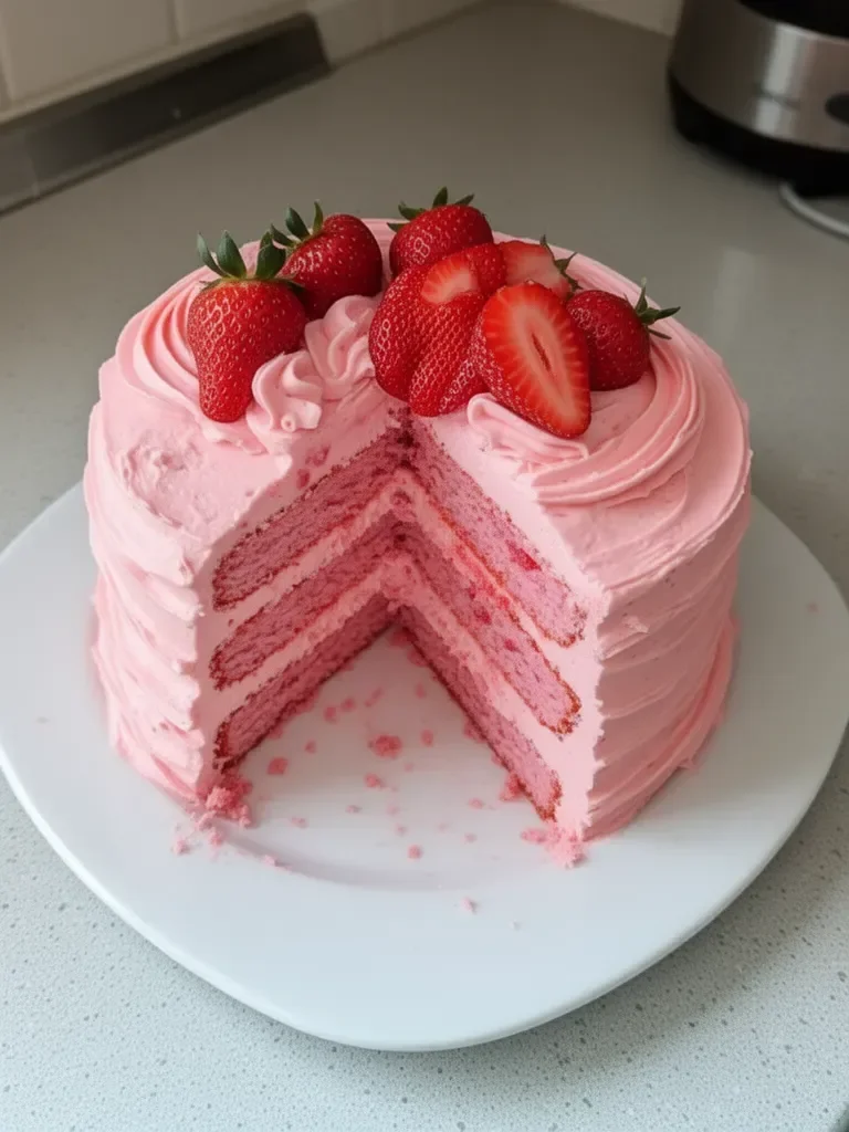 Gâteau aux fraises fait maison avec glaçage aux fraises