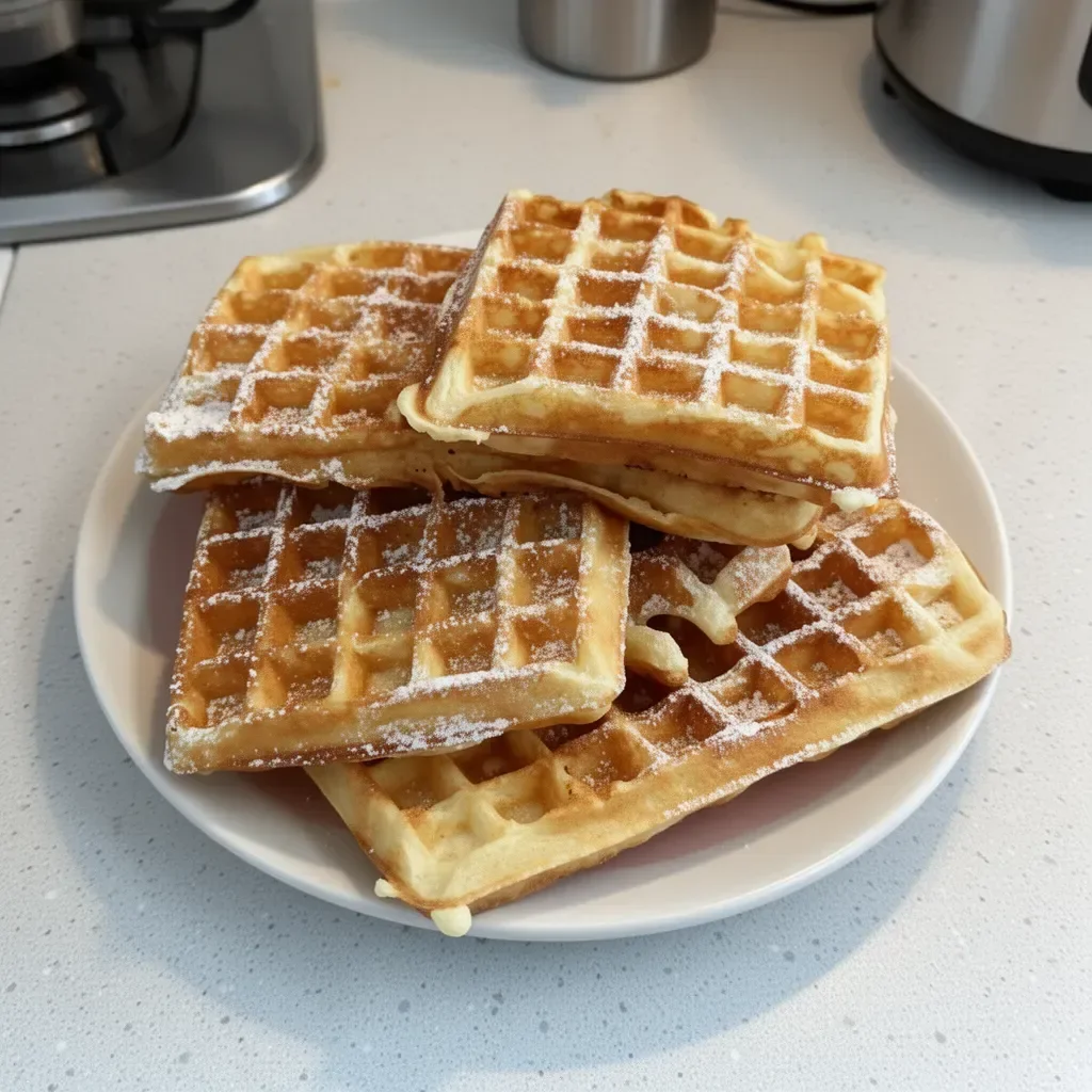 Gaufres de foire croustillantes et dorées, parfaites pour une pause gourmande.