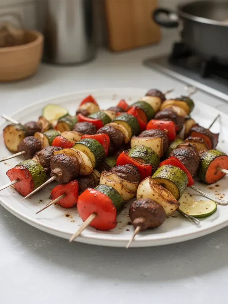Kebabs de légumes grillés sains
