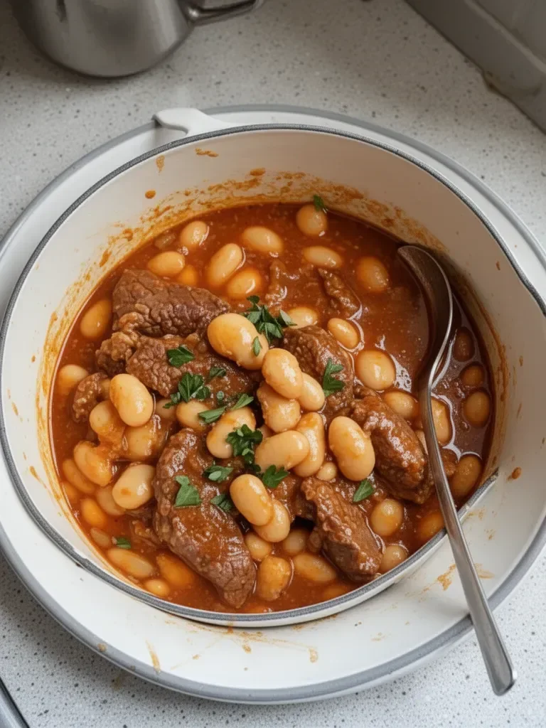 Plat de La Loubia avec fèves et épices typiques de la cuisine méditerranéenne.