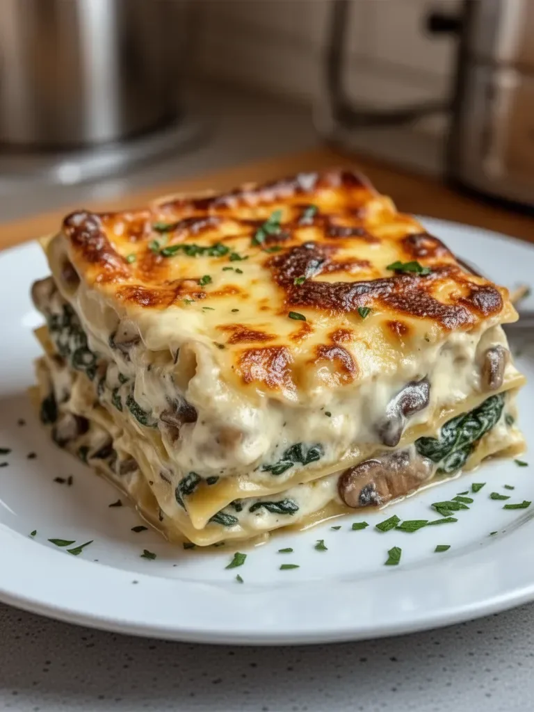 Lasagne crémeuse aux épinards et champignons facile