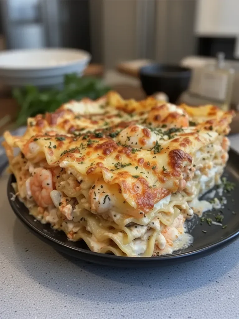 Lasagne Délice de Fruits de Mer avec Crevettes et Crabe