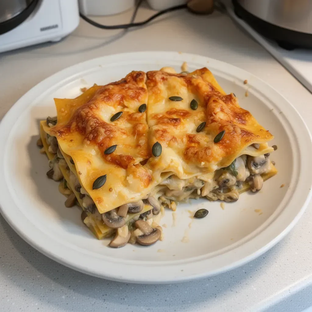 Lasagnes à la butternut et aux champignons, un plat savoureux et réconfortant