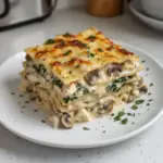 Lasagnes Blanches au Poulet, Épinards et Champignons