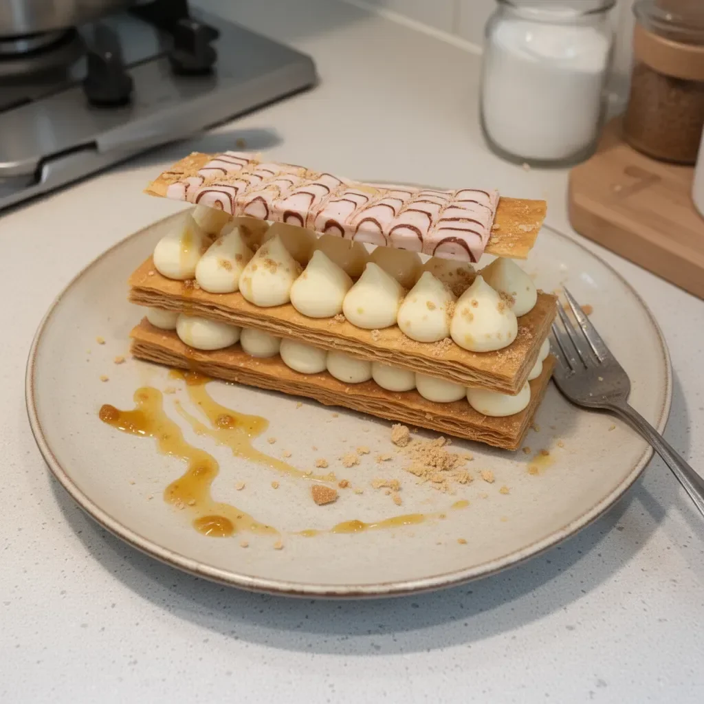 Millefeuille Maison avec crème pâtissière et éclats de fruits