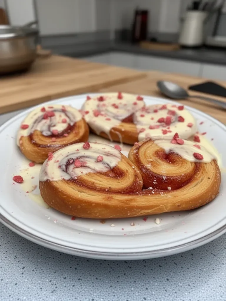 Palmiers Feuilletés à la Fraise et au Chocolat Blanc