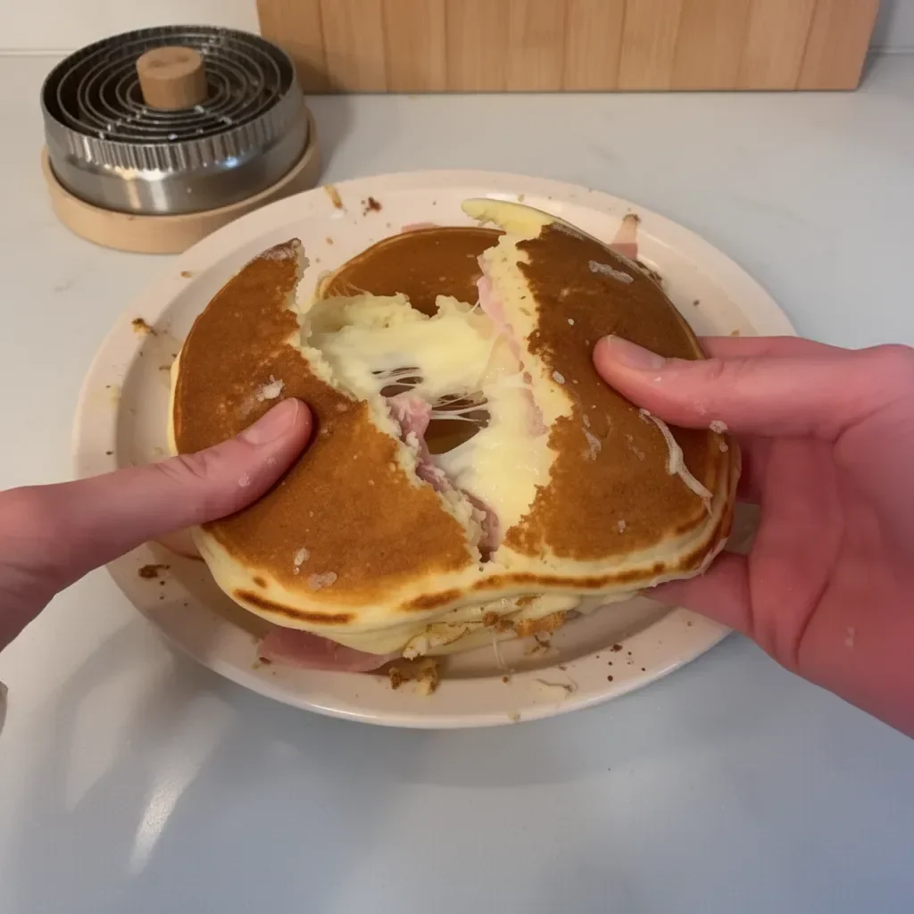 Pancakes jambon-fromage servis avec une garniture délicieuse