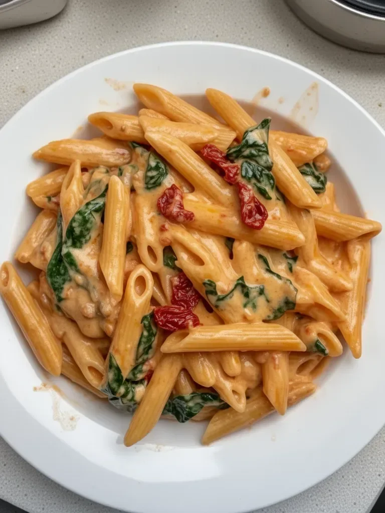 Pasta spinach and delicious tomatoes