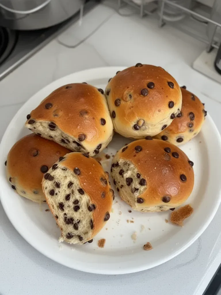 Petits pains au lait aux pépites de chocolat dorés et moelleux