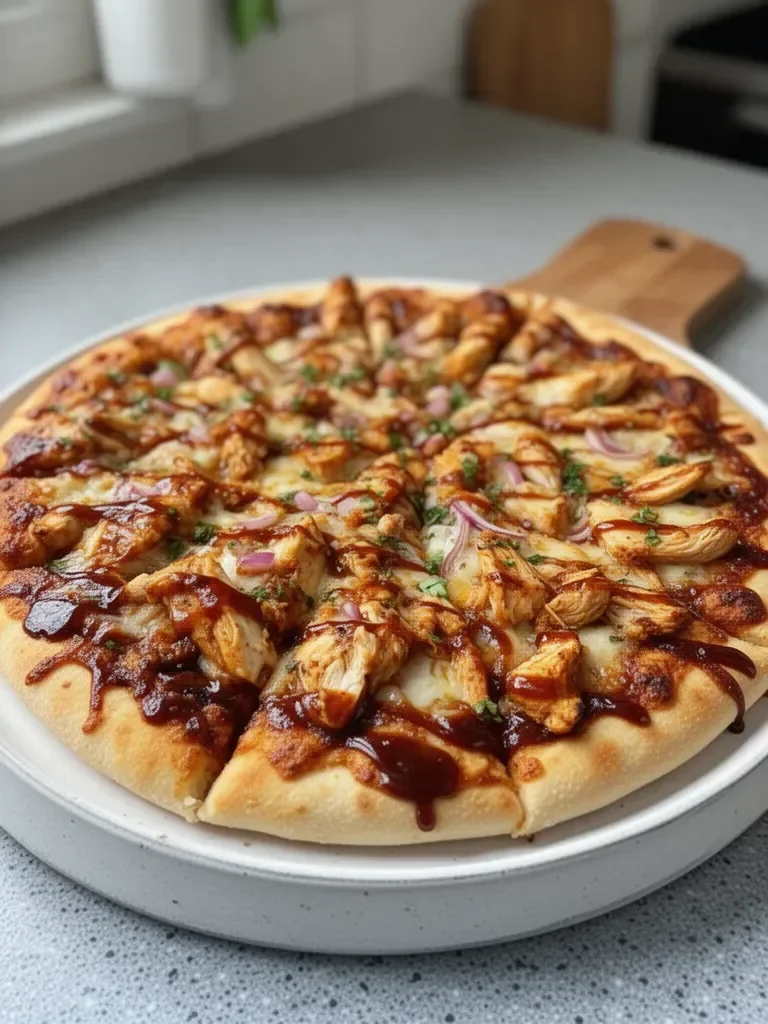Pizza au poulet barbecue