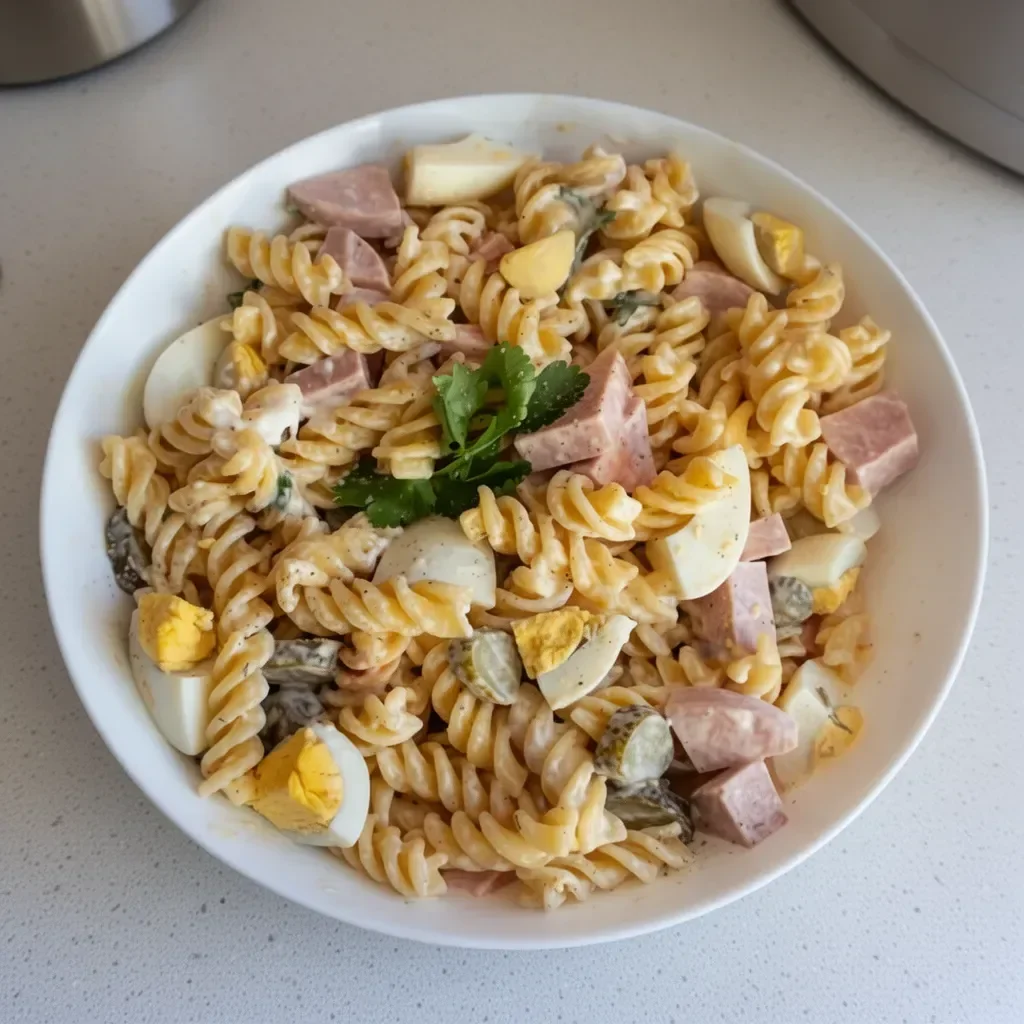 Salade de pâtes facile et rapide avec légumes frais et vinaigrette
