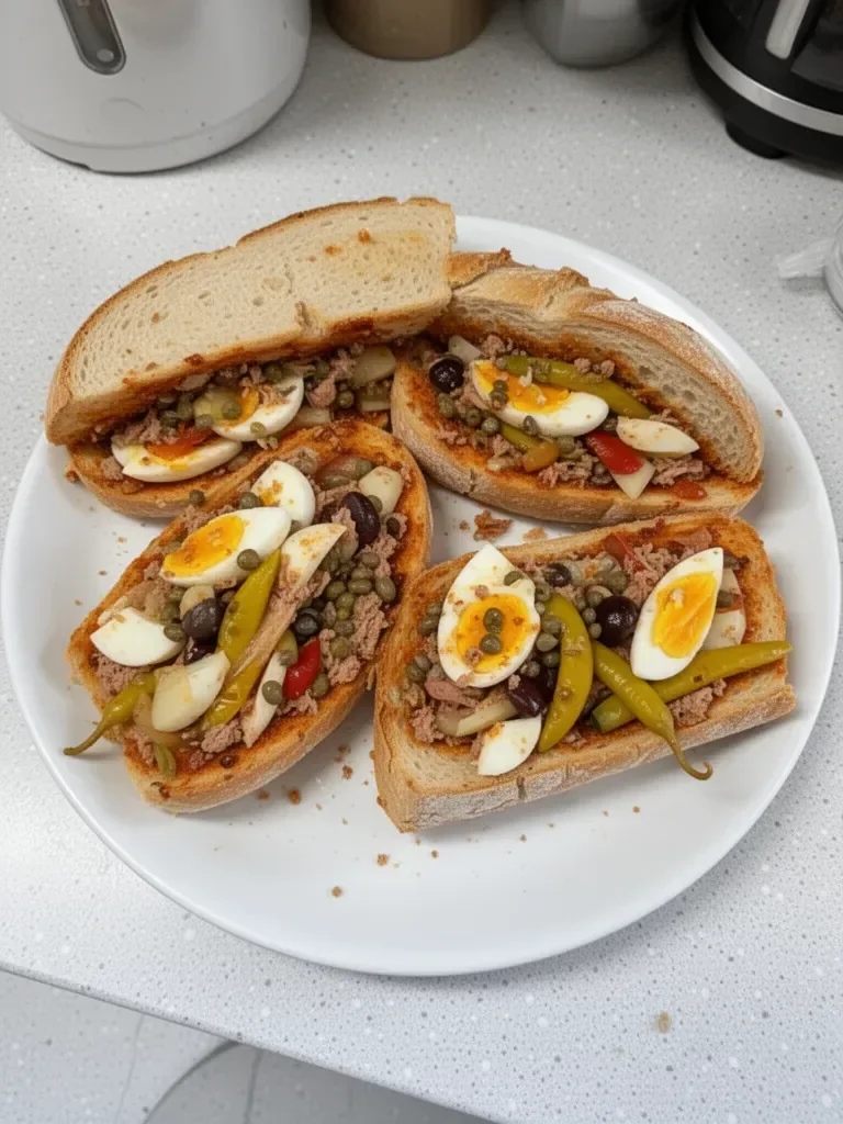 Sandwich Tunisien Croquant frais et croustillant servi sur une assiette