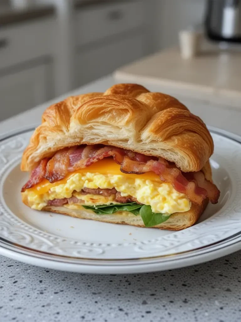 Sandwiches de petit-déjeuner au croissant