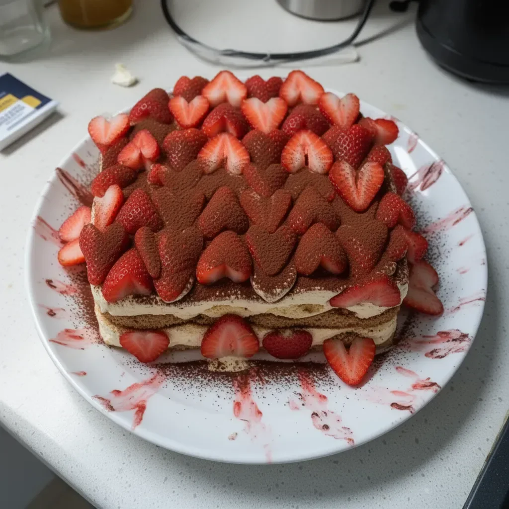 Tiramisu aux fraises, un dessert italien délicieux et crémeux