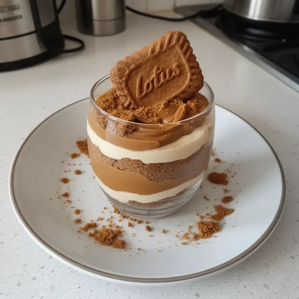 Verrine Spéculoos dessert en couches avec spéculoos et crème