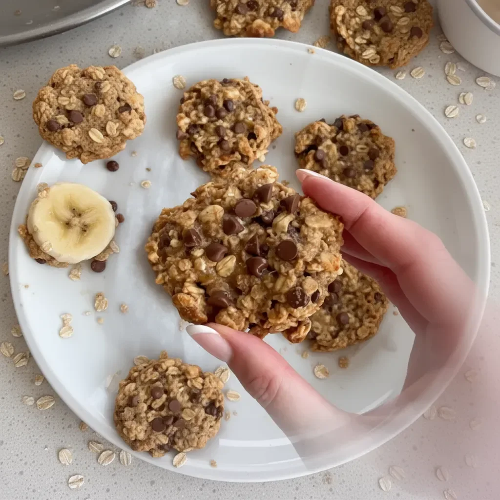 Biscuits chocolat banane aux pépites et flocons d'avoine faits maison