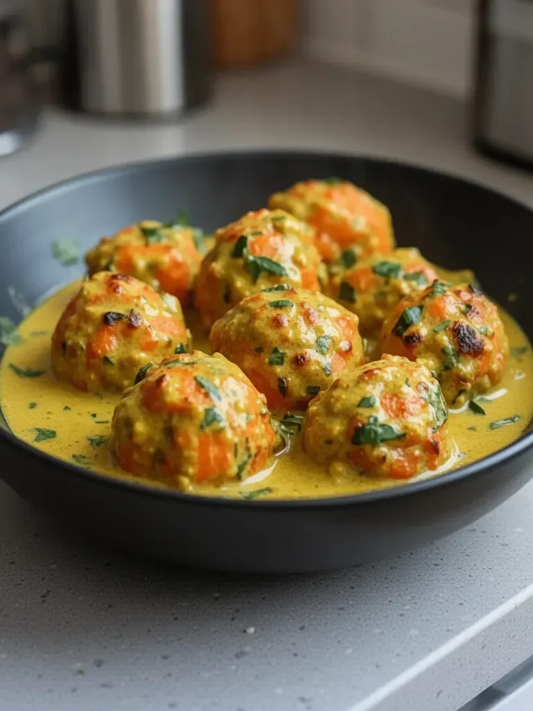 Boulettes de Carottes et Pois Chiches à la Sauce Coco et Curry Exquises