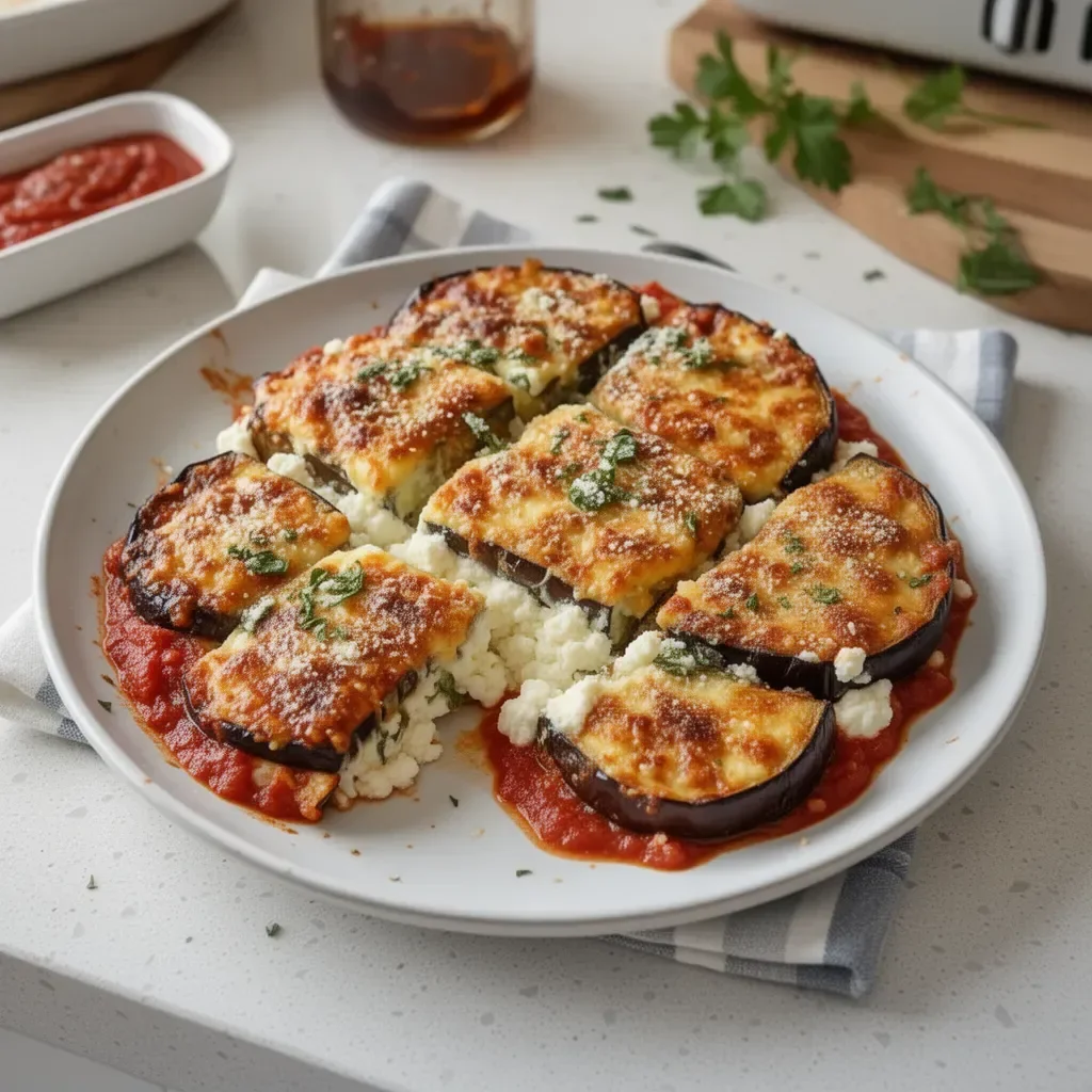 Casserole d'aubergines garnie de ricotta, plat savoureux et réconfortant