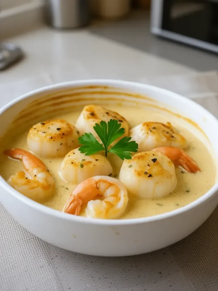 Cassolette de poissons et crevettes