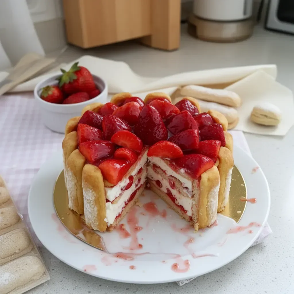 Charlotte aux fraises maison, un dessert parfait et savoureux.