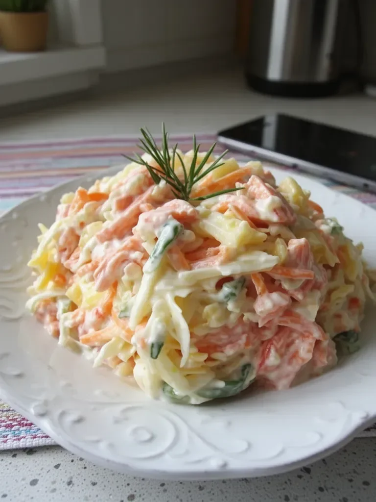 Cold surimi and pineapple salad