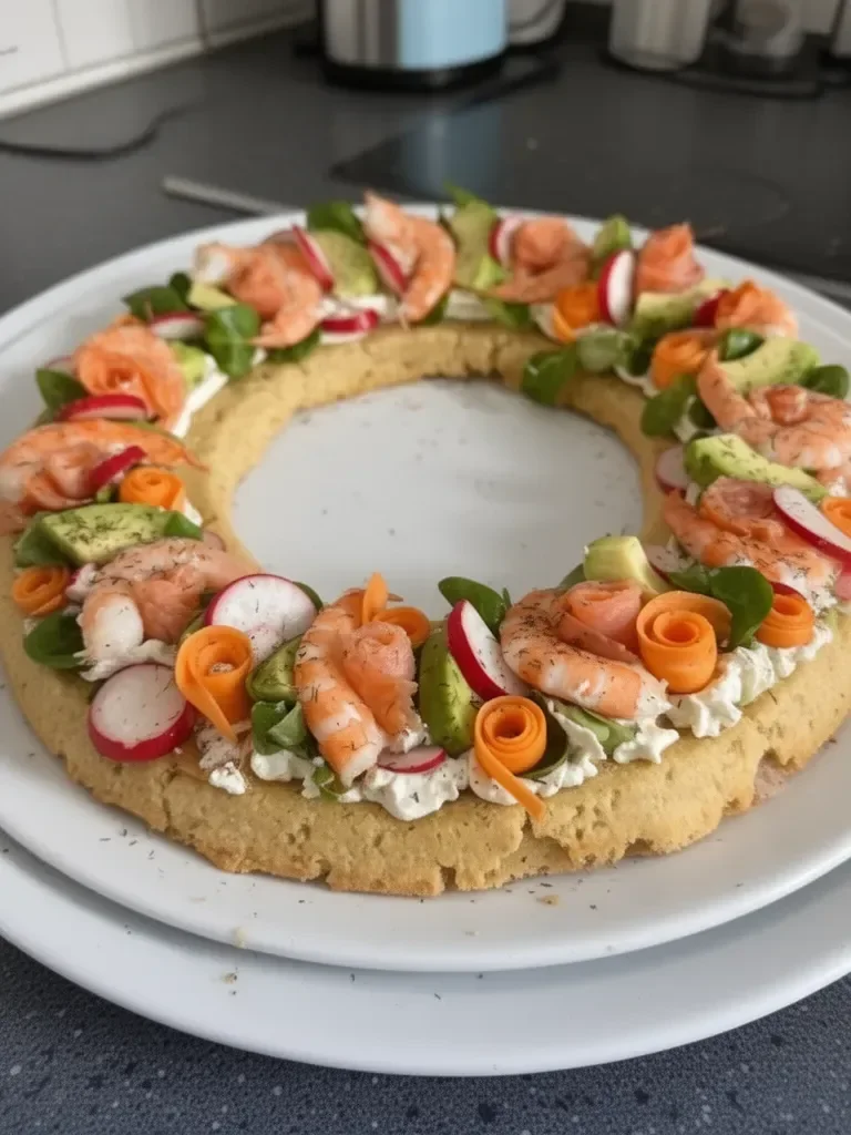 Couronne salée saumon crevettes