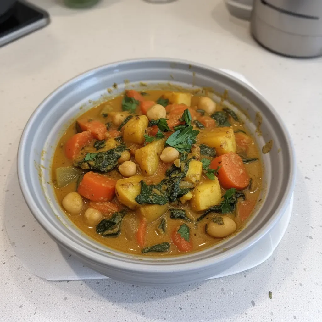 Curry de légumes coloré et savoureux servi dans un plat