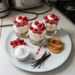 Délicieuses verrines aux framboises et crème vanille