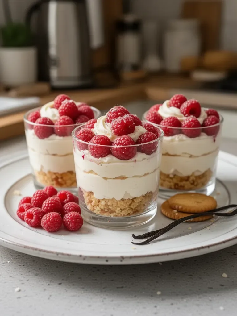 Délicieuses verrines aux framboises et crème vanille