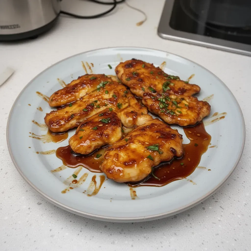 Escalopes de poulet caramélisées à l'ail et au miel dans une sauce soja délicieuse
