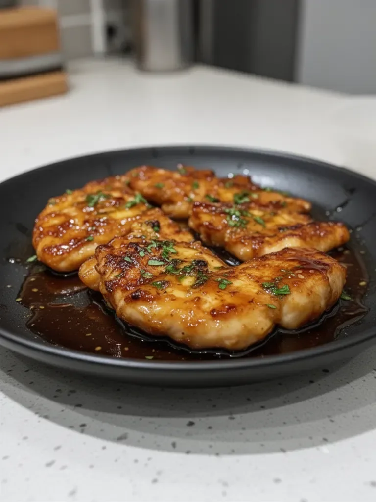 Escalopes de Poulet Caramélisées à l'Ail, au Miel et à la Sauce Soja